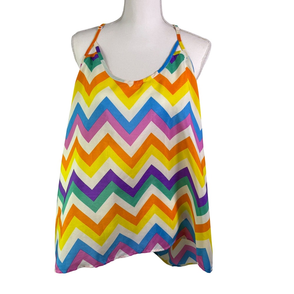 Umgee‎ Flowy Tank Top Womens 2XL Multicolor Rainbow Chevron Zigzag Camisole